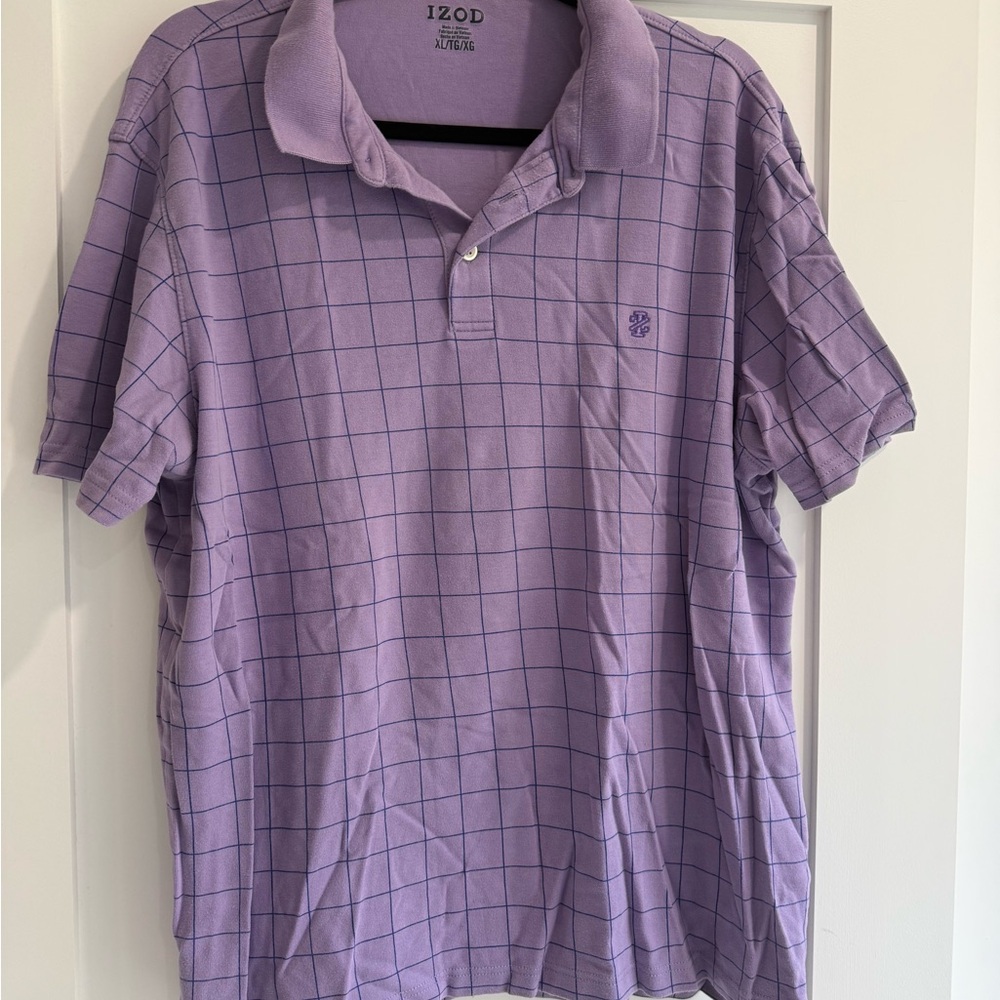 IZOD Men's Lavender Checkered Polo Shirt